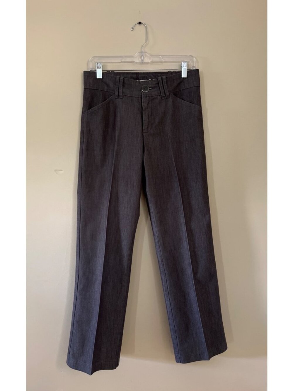 Lee Womens 6 Petite Charcoal Gray Naturally Slimming Pants Mid Rise Front Pocket